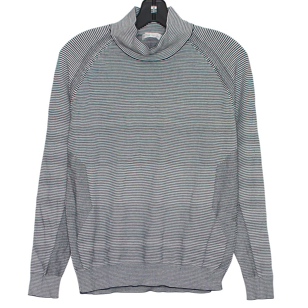 NEW Peter Millar Sweater Hepburn Sport Turtleneck Stripe Stretchy Navy Medium